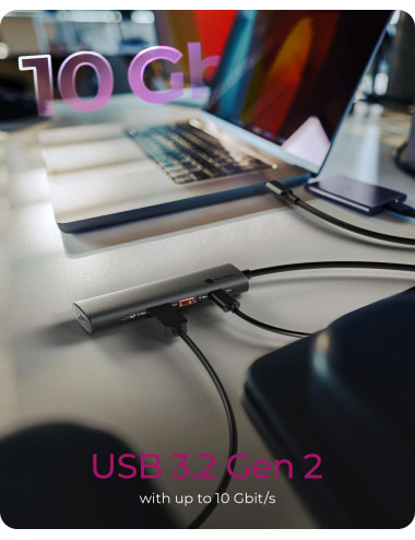 Raidsonic | 4-Port USB 3.2 Gen 2 Hub with Power Delivery | IB-HUB1437-CPD