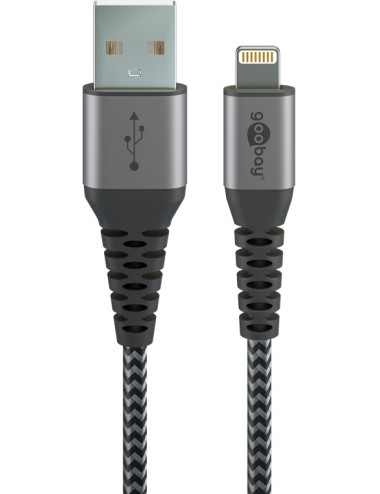 Goobay | Lightning to USB-A Textile Cable with Metal Plugs | 49268 | USB-A to Lightning