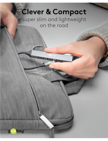 Goobay Slim 4-Port USB Hub, USB-C to USB-A, 5 Gbit/s | 74457