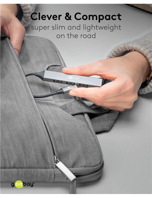 Goobay Slim 4-Port USB Hub, USB-C to USB-A, 5 Gbit/s | 74457
