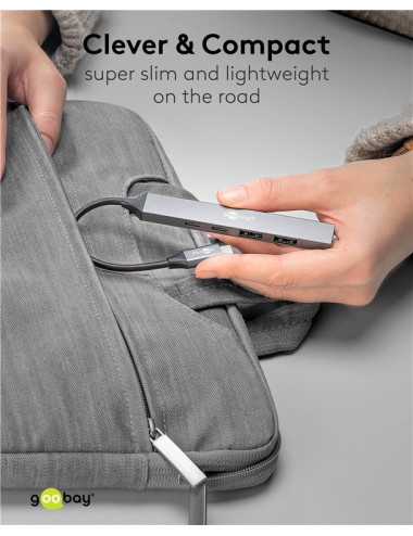 Goobay Slim 5-Port USB Hub, USB-C to USB-C/USB-A, 5 Gbit/s | 74460