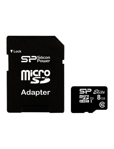 Silicon Power | Elite 8GB microSDHC UHS-I | 8 GB | Micro SDHC | Flash memory class Class 10 | SD