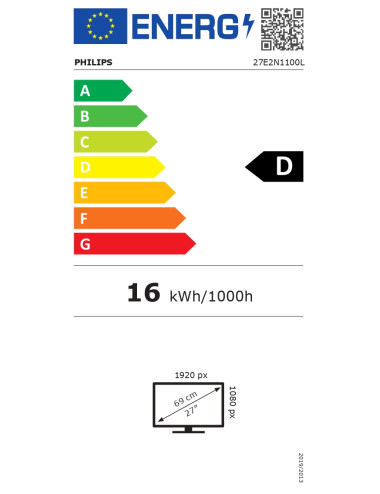 Philips 27E2N1100L/00 | 27 " | VA | 16:9 | 100 Hz | 4 ms | 1920 x 1080 pixels | 250 cd/m | HDMI ports quantity 1 | Black