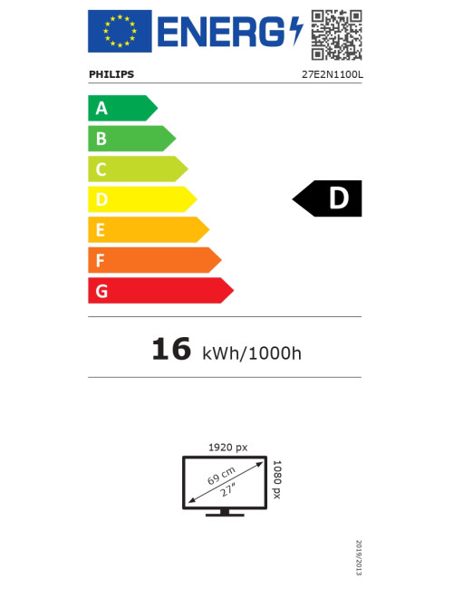 Philips 27E2N1100L/00 | 27 " | VA | 16:9 | 100 Hz | 4 ms | 1920 x 1080 pixels | 250 cd/m | HDMI ports quantity 1 | Black