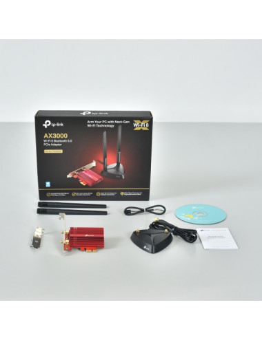 TP-LINK | TX3000E | AX3000 Wi-Fi 6 Bluetooth 5.0 PCIe Adapter | 2.4GHz/5GHz | Antenna type 2xHigh-Gain External Antennas | 574+2