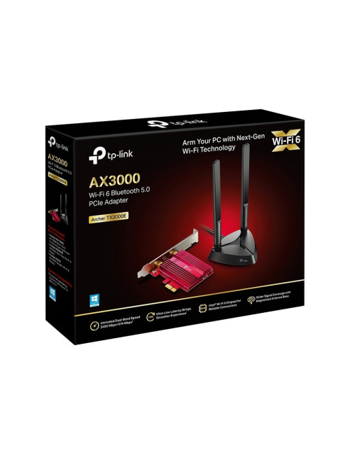 TP-LINK | TX3000E | AX3000 Wi-Fi 6 Bluetooth 5.0 PCIe Adapter | 2.4GHz/5GHz | Antenna type 2xHigh-Gain External Antennas | 574+2