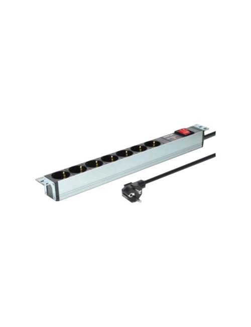 Digitus | 1U Aluminum PDU, rackmountable, 7x safety outlet 16A Plug, 250VAC 50/60Hz, switch, surge protection | DN-95407