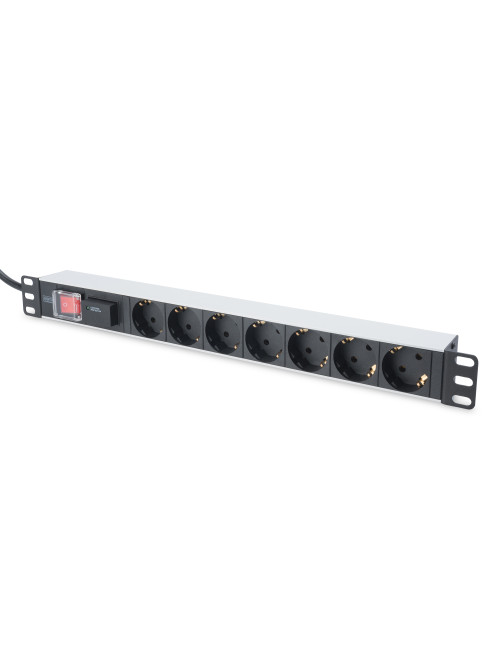 Digitus | 1U Aluminum PDU, rackmountable, 7x safety outlet 16A Plug, 250VAC 50/60Hz, switch, surge protection | DN-95407