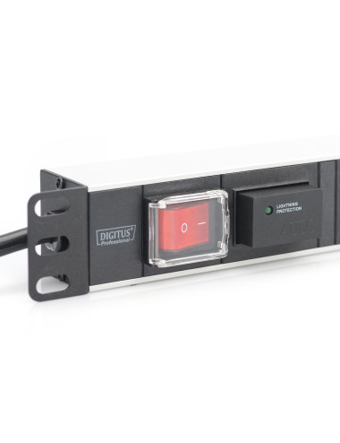 Digitus | 1U Aluminum PDU, rackmountable, 7x safety outlet 16A Plug, 250VAC 50/60Hz, switch, surge protection | DN-95407