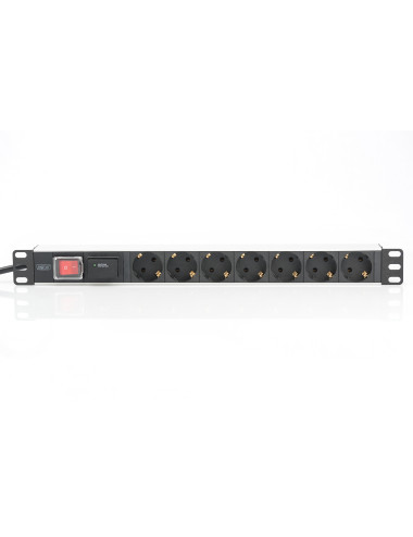 Digitus | 1U Aluminum PDU, rackmountable, 7x safety outlet 16A Plug, 250VAC 50/60Hz, switch, surge protection | DN-95407