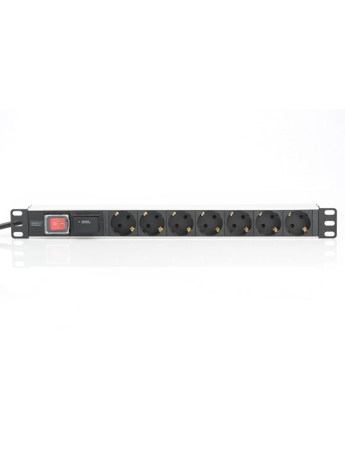 Digitus | 1U Aluminum PDU, rackmountable, 7x safety outlet 16A Plug, 250VAC 50/60Hz, switch, surge protection | DN-95407