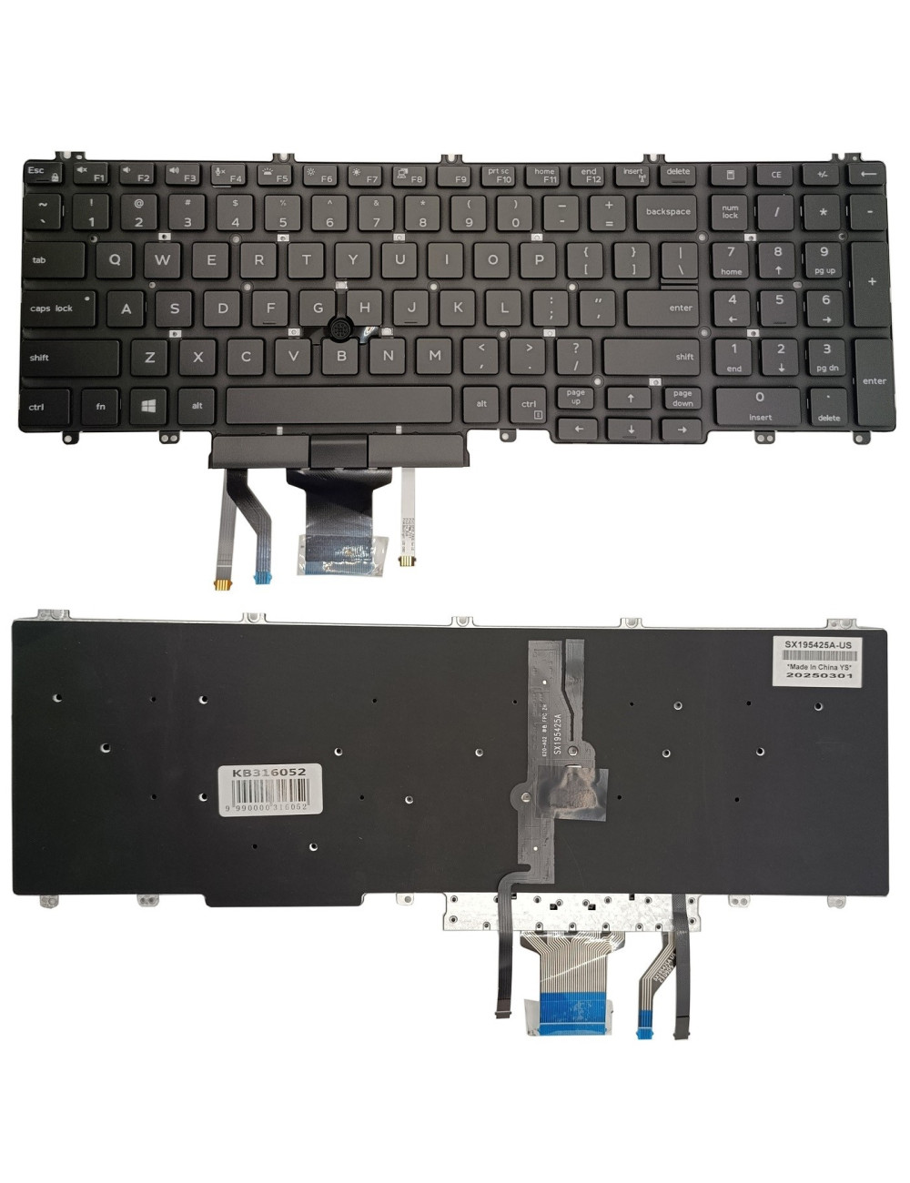 Keyboard DELL Latitude 5500, with backlight and trackpoint