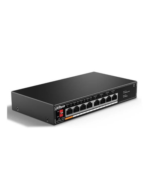 Switch|DAHUA|Desktop/pedestal|8x10Base-T / 100Base-TX|PoE ports 4|60 Watts|SF1008LP