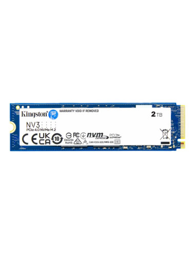 SSD|KINGSTON|NV3|2TB|M.2|PCIE|NVMe|3D NAND|Write speed 5000 MBytes/sec|Read speed 6000 MBytes/sec|TBW 640 TB|MTBF 200000 hours|S