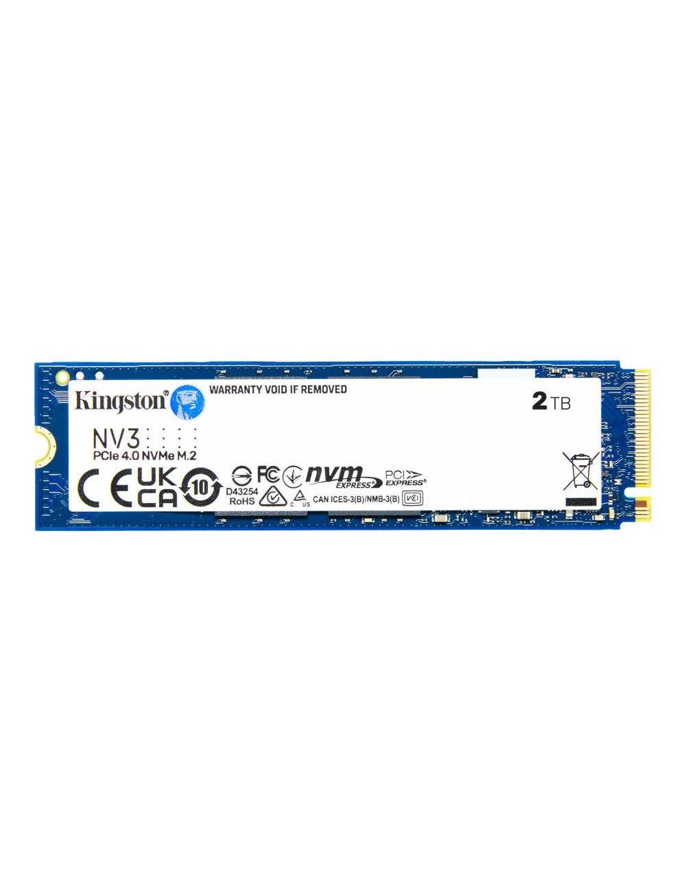 SSD|KINGSTON|NV3|2TB|M.2|PCIE|NVMe|3D NAND|Write speed 5000 MBytes/sec|Read speed 6000 MBytes/sec|TBW 640 TB|MTBF 200000 hours|S