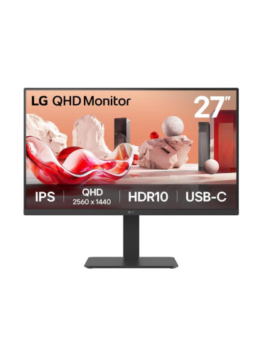 LCD Monitor|LG|27BA65QB-B|27"|Panel IPS|2560x1440|16:9|100Hz|Matte|5 ms|Speakers|Swivel|Pivot|Height adjustable|Tilt|Colour Blac