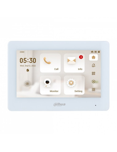 IP domofono monitorius 7 col. Wi-Fi,1024x600,Micro SD kortelės prievadas,PoE(802.3af) baltas, SIP