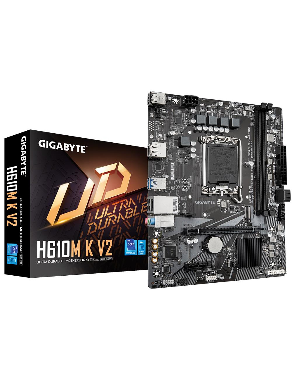 Mainboard|GIGABYTE|Intel H610|LGA1700|Micro-ATX|Memory DDR5|Memory slots 2|1xPCI-Express 3.0 1x|1xPCI-Express 4.0 16x|1xM.2|1xHD