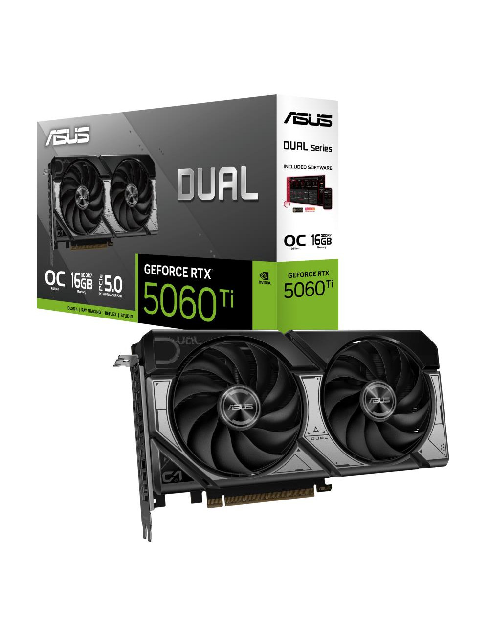 Graphics Card|ASUS|NVIDIA GeForce RTX 5060 Ti|16 GB|GDDR7|128 bit|PCIE 5.0 16x|Dual Slot Fansink|1xHDMI|3xDisplayPort|DUAL-RTX50