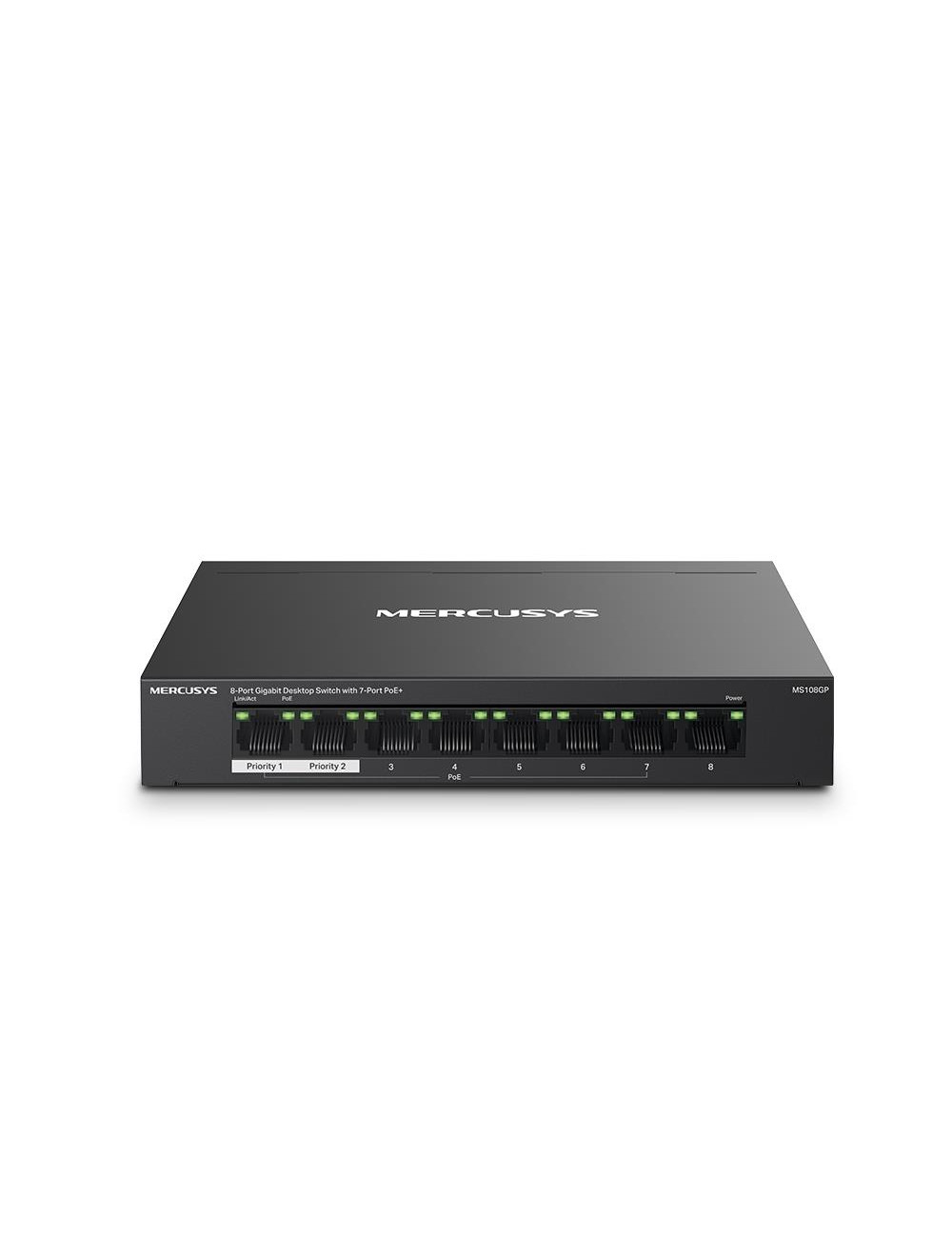 Switch|MERCUSYS|MS108GP|Desktop/pedestal|8x10Base-T / 100Base-TX / 1000Base-T|PoE+ ports 7|MS108GP