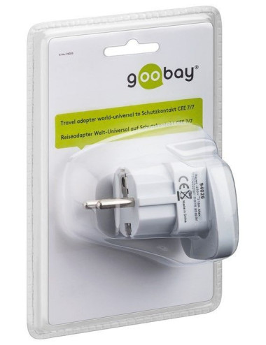 Travel adapter, (UK, US, IT, CH, to EU), 94026. Goobay