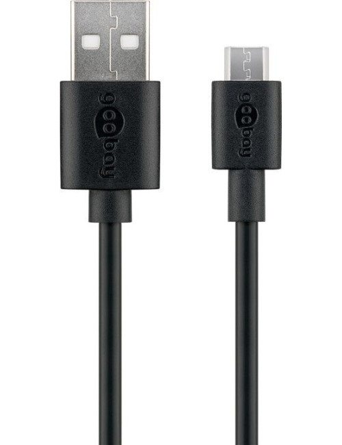 Goobay Micro USB charging and sync cable 46800 Black, USB 2.0 micro male (type B), USB 2.0 male (type A)