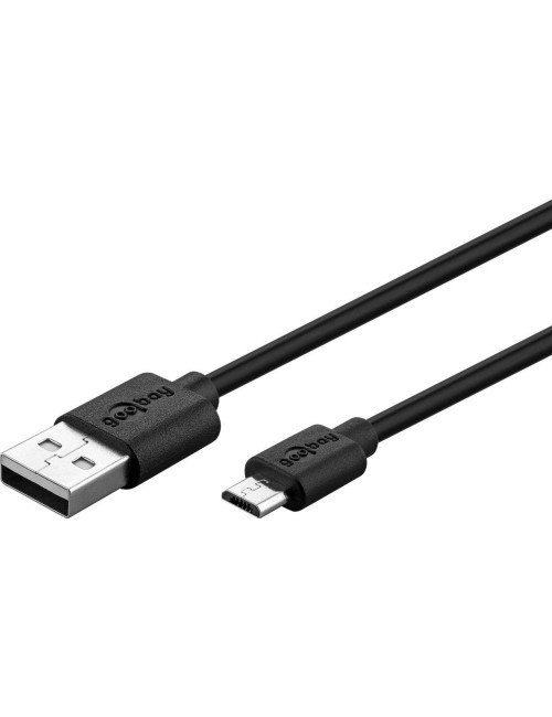 Goobay Micro USB charging and sync cable 46800 Black, USB 2.0 micro male (type B), USB 2.0 male (type A)