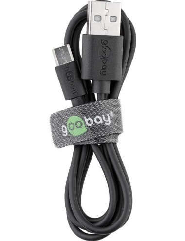 Goobay Micro USB charging and sync cable 46800 Black, USB 2.0 micro male (type B), USB 2.0 male (type A)