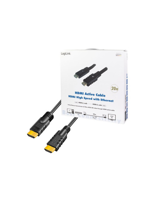 Logilink, CHA0020, 20m, Active, HDMI cable, type A male, - HDMI type A male, black. | Logilink | HDMI to HDMI | 20 m