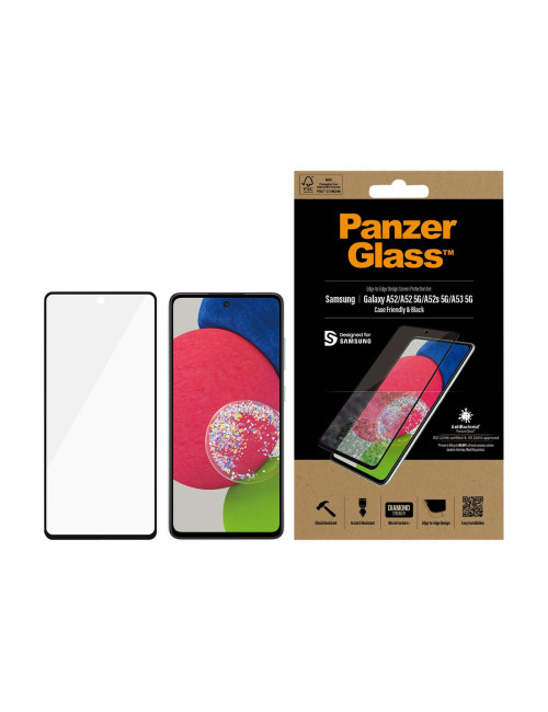 PanzerGlass | Samsung | Galaxy A52 | Black/Transparent | Antifingerprint screen protector