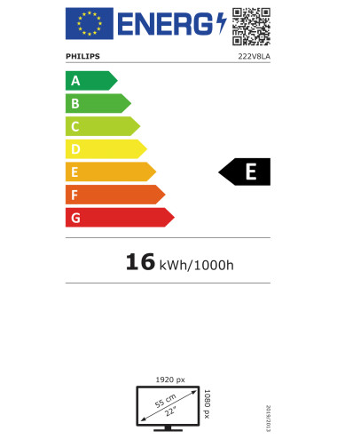 Philips | LCD monitor | 222V8LA/00 | 21.5 inch (54.6 cm) " | VA | FHD | 16:9 | 75 Hz | 4 ms | 1920 x 1080 pixels | 250 cd/m | He