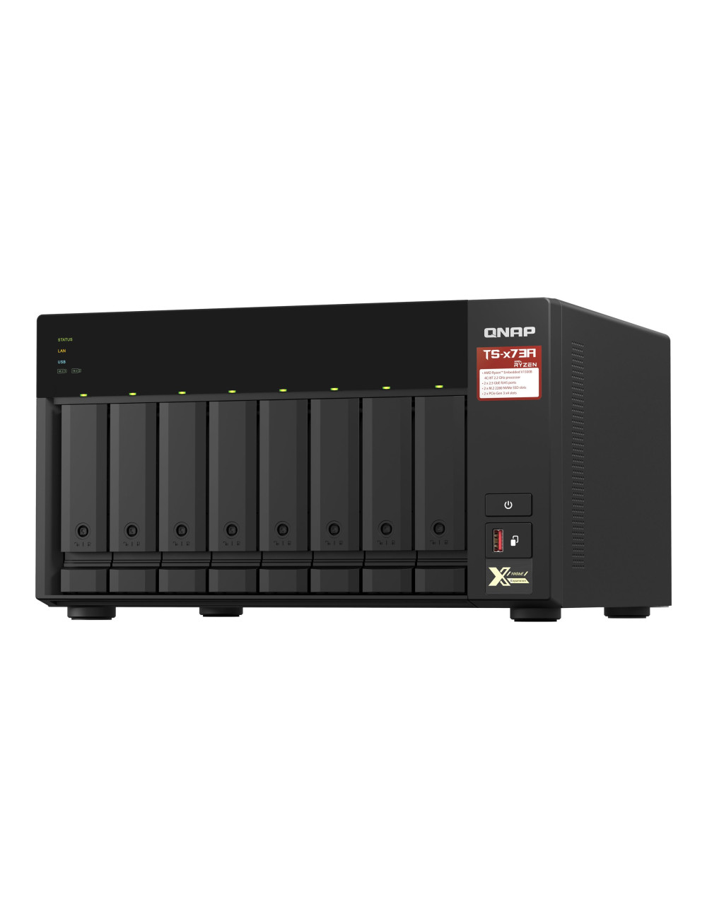QNAP | 8-Bay QTS and QuTS hero NAS | TS-873A-8G | Up to 8 HDD/SSD Hot-Swap | AMD Ryzen | Ryzen V1500B Quad-Core | Processor freq