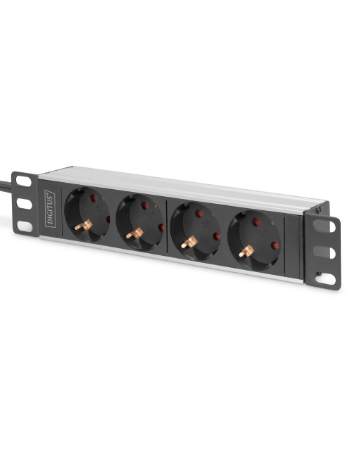 Digitus | 10 Socket Strip with Aluminum Profile, 4-way safety sockets | DN-95418