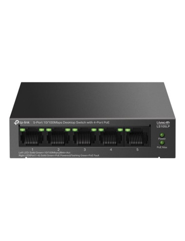 TP-LINK | 5-Port 10/100Mbps Switch with 4-Port PoE | LS105LP | Unmanaged | Desktop