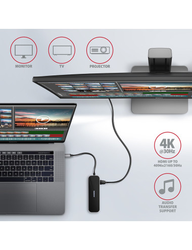 AXAGON SuperSpeed USB-C COMBO 6in1 Hub | HMC-6GL