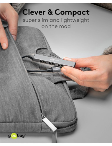 Goobay Slim 4-Port USB Hub, USB-A to USB-A, 5 Gbit/s | 74456