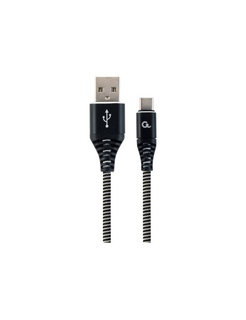 Cablexpert | Premium cotton braided Type-C USB charging and data cable, 1 m | CC-USB2B-AMCM-1M-BW
