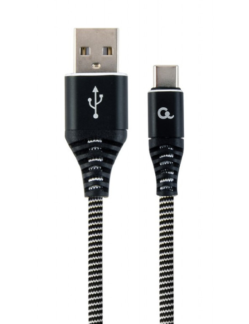 Cablexpert | Premium cotton braided Type-C USB charging and data cable, 1 m | CC-USB2B-AMCM-1M-BW