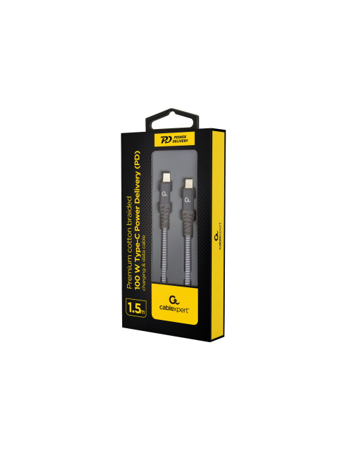 Cablexpert | 100 W Type-C Power Delivery (PD) premium charging and data cable, 1.5 m | CC-USB2B-CMCM100-1.5M
