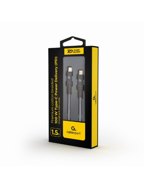 Cablexpert | 100 W Type-C Power Delivery (PD) premium charging and data cable, 1.5 m | CC-USB2B-CMCM100-1.5M