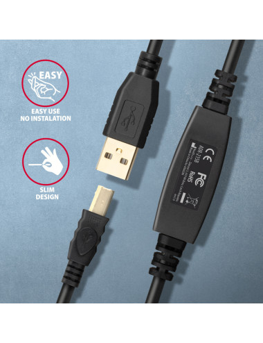 AXAGON USB repeater cable, 15m | ADR-215B | USB Type A - USB Type B