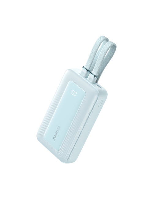 Anker Power Bank with Built-In USB-C and + Lighting Cable | A1680031 | 10000 mAh | 30W Output | Blue