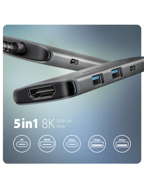 AXAGON 8K USB-C 5Gbps 5in1 8K Hub | HMC-5H