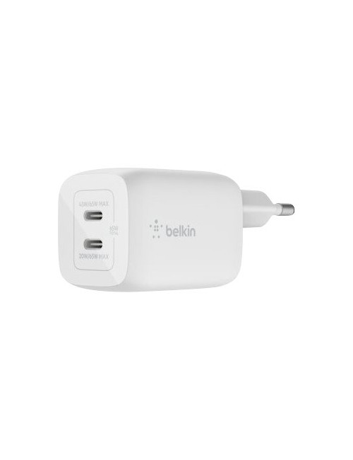 Belkin USB-C GaN PD PPS Dual Wall Charger, 65W | WCH013vfWH