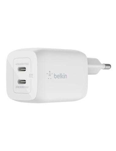 Belkin USB-C GaN PD PPS Dual Wall Charger, 65W | WCH013vfWH
