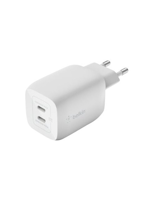 Belkin USB-C GaN PD PPS Dual Wall Charger, 65W | WCH013vfWH