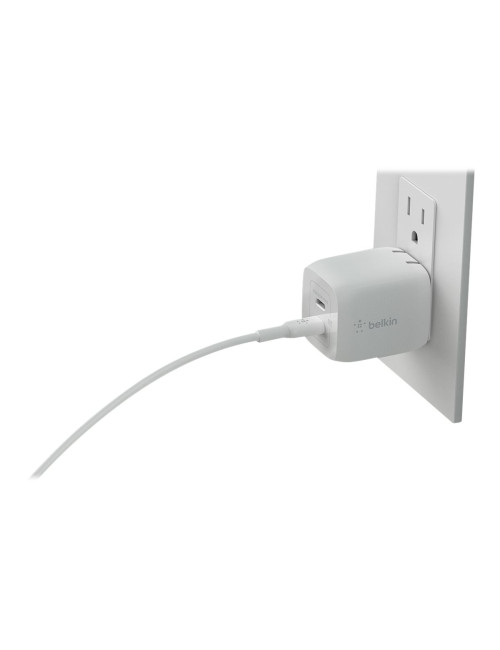 Belkin USB-C GaN PD PPS Dual Wall Charger, 65W | WCH013vfWH