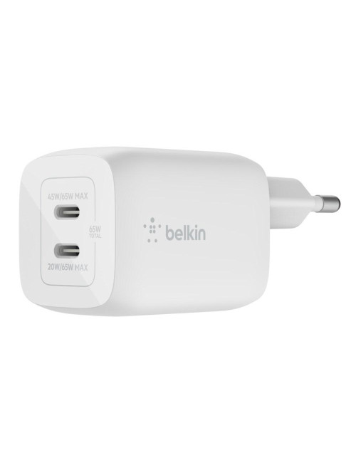 Belkin USB-C GaN PD PPS Dual Wall Charger, 65W | WCH013vfWH