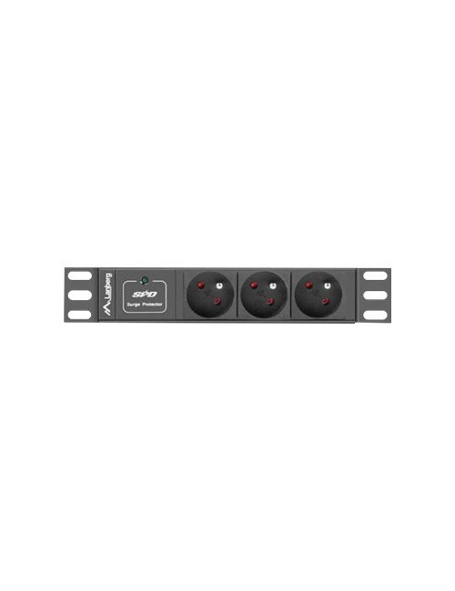 Lanberg Power Distribution Unit (PDU) 10" 1U 16A 2m 3x French Outlets | PDU-03E-0200-BK