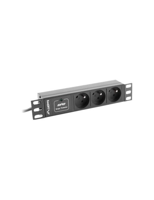 Lanberg Power Distribution Unit (PDU) 10" 1U 16A 2m 3x French Outlets | PDU-03E-0200-BK